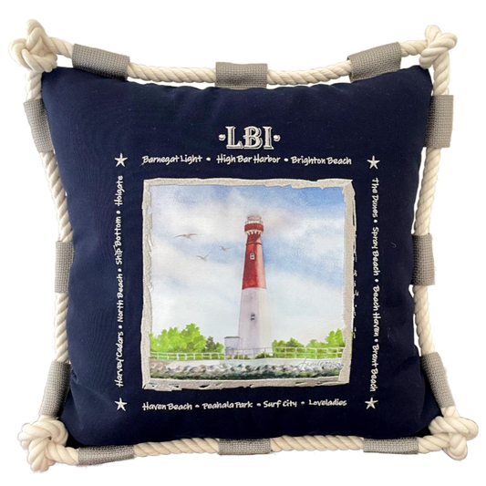 LBI Navy Pillow- Indoor/ Outdoor 16"x16"