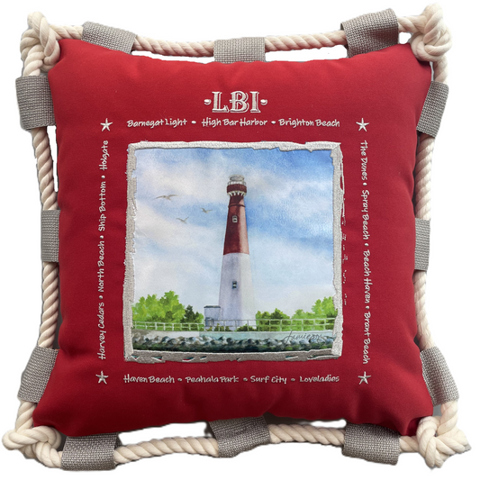 LBI Red Pillow- Indoor/ Outdoor 16"x16"