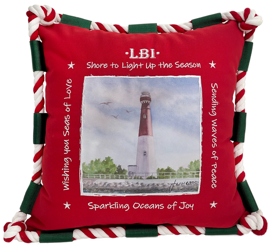 LBI Holiday Pillow- Red 16"x16"
