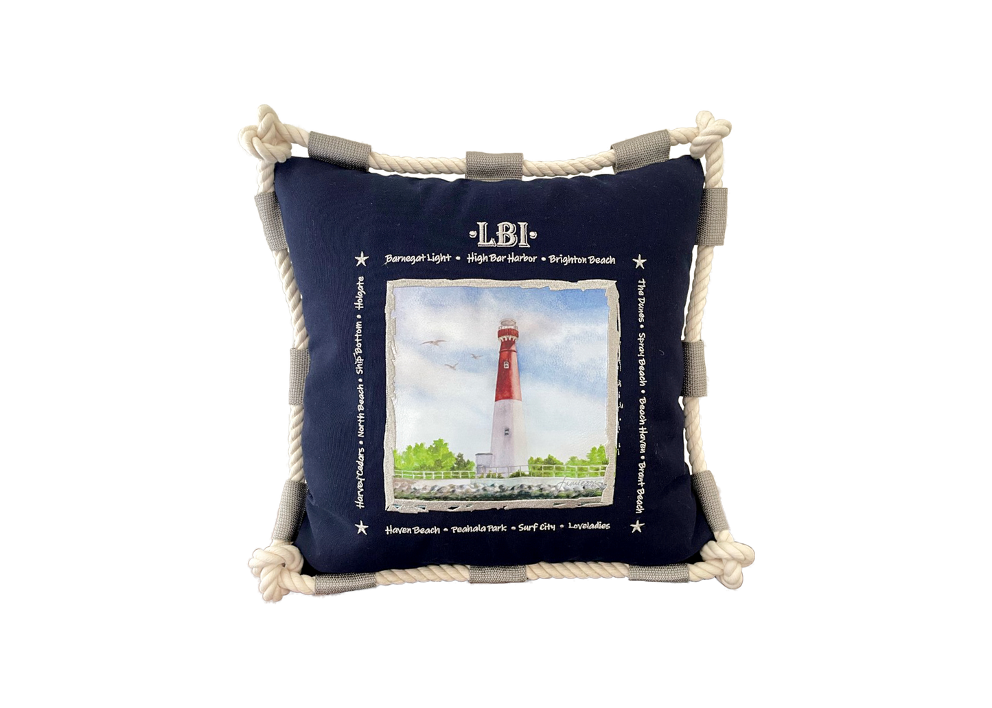 LBI Blue Pillow- Indoor/ Outdoor 16"x16"- Free Shipping