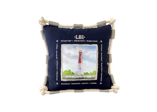 LBI Blue Pillow- Indoor/ Outdoor 16"x16"- Free Shipping