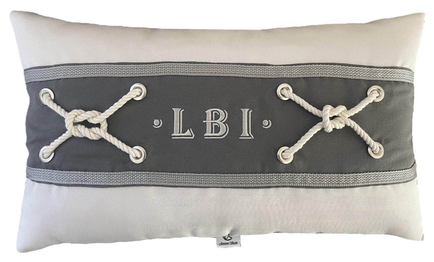 LBI Grey Lumbar Pillow- Indoor/ Outdoor 12"x20"