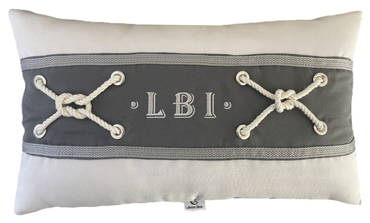 LBI Grey Lumbar Pillow- Indoor/ Outdoor 12"x20"