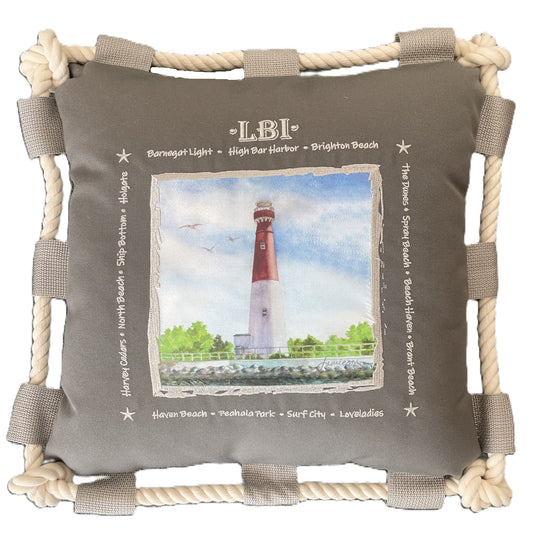 LBI Grey Pillow- Indoor/ Outdoor 16"x16"- Free Shipping