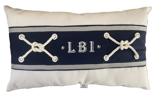 LBI Navy Lumbar Pillow- Indoor/ Outdoor 12"x20"- Free Shipping