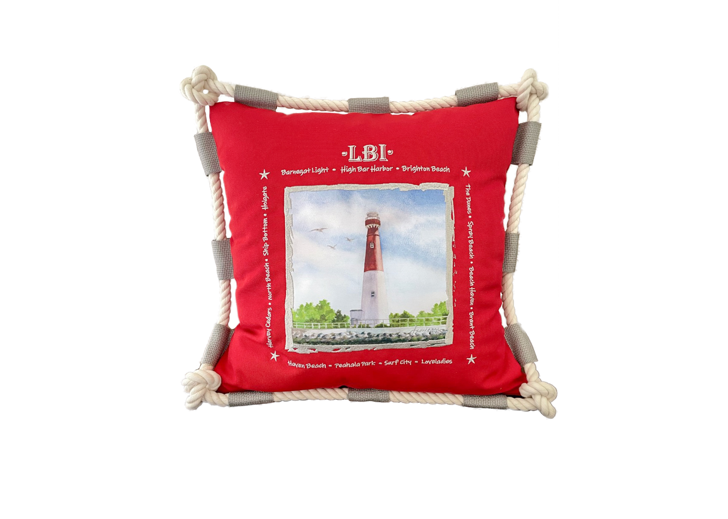 LBI Red Pillow- Indoor/ Outdoor 16"x16"- Free Shipping