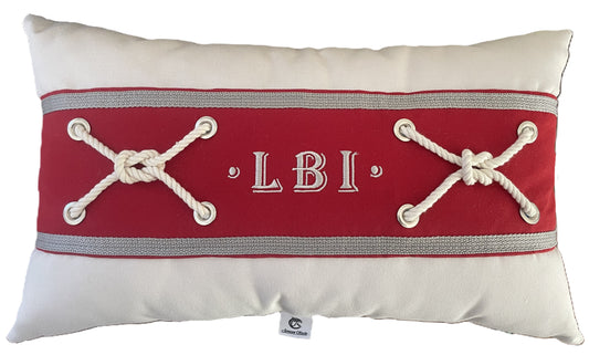 LBI Red Lumbar Pillow- Indoor/ Outdoor 12"x20"- Free Shipping