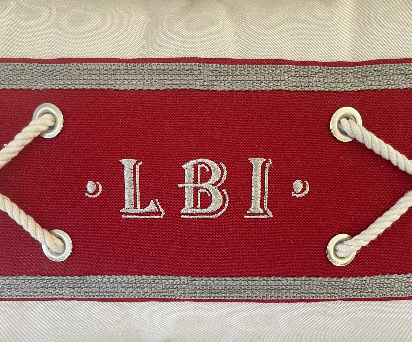 LBI Red Lumbar Pillow- Indoor/ Outdoor 12"x20"- Free Shipping