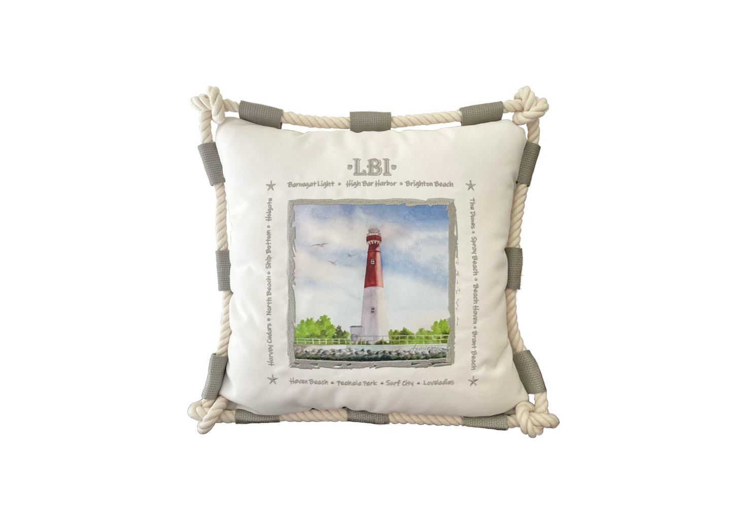 LBI White Pillow- Indoor/ Outdoor 16"x16"- Free Shipping