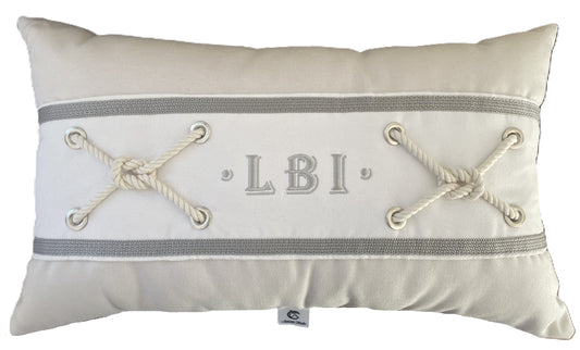 LBI White Lumbar Pillow- Indoor/ Outdoor 12"x20"- Free Shipping